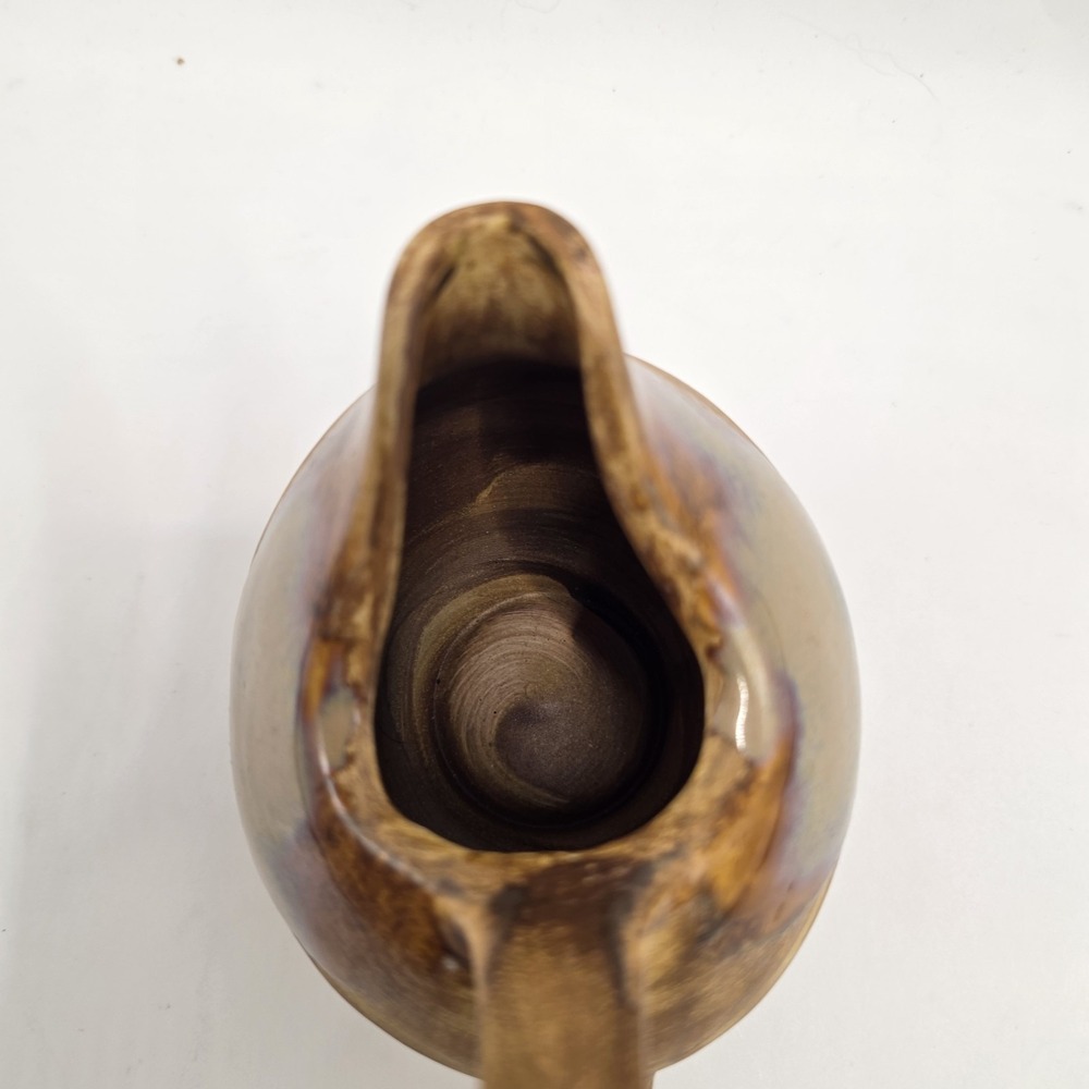 Rustic Pottery Creamer Pitcher Brown Reactive Glaze Cottagecore Farmhouse Decor - Picture 5 of 8